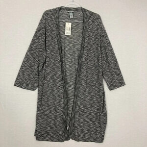 New Catherines Gray Light Weight Knit Open Front Long Cardigan size 1X